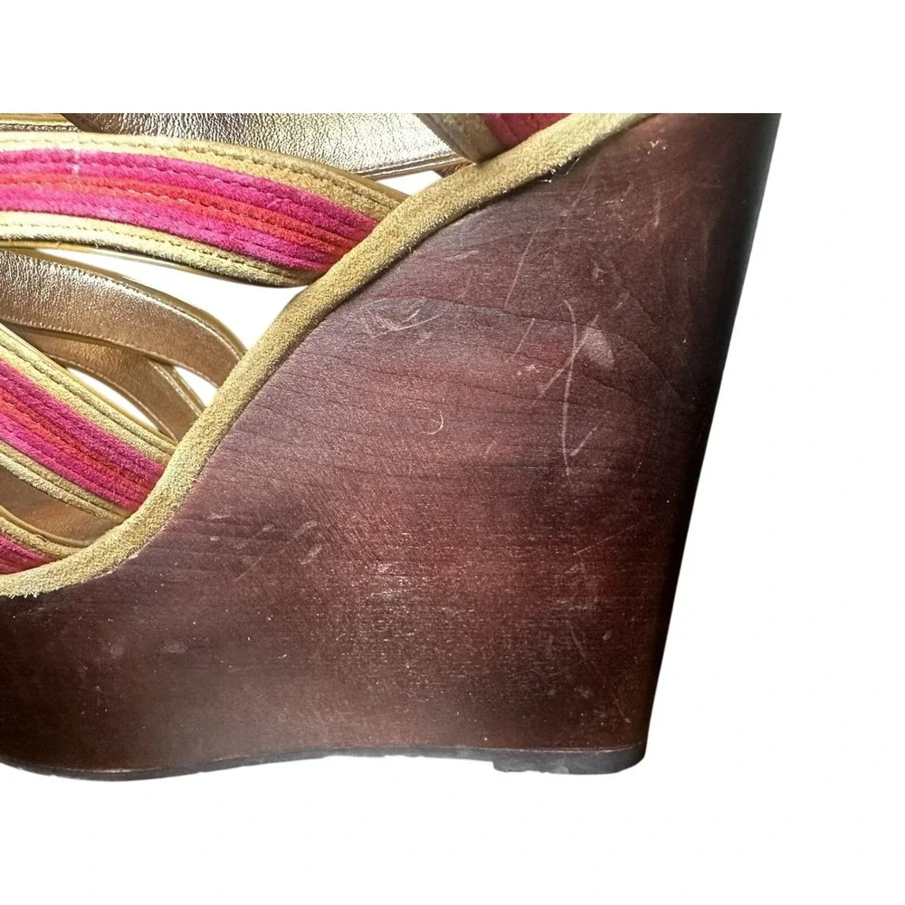 *RARE* Marc by Marc Jacobs Wedge Platform Pink Red Strappy‎ Sandals Heels 8
